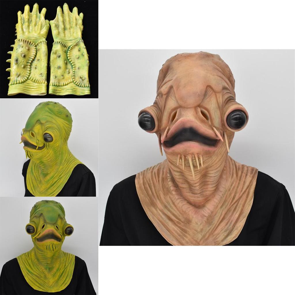 Halloween Latex Fish Monster Mask With Gloves For Costume Role Play And Horror Events