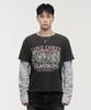 LANARCHIVE [0150] Pigment Print Layered Long Sleeve - Charcoal