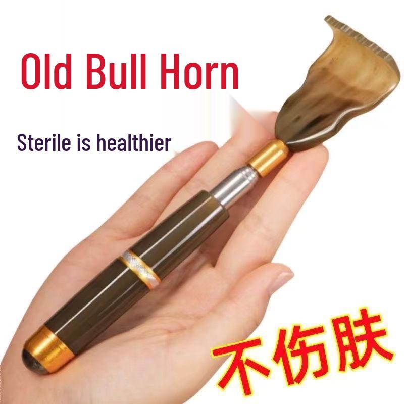 Telescopic Natural Ox Horn Back Scratcher – Whole Body Reliefe, Elderly's Joy