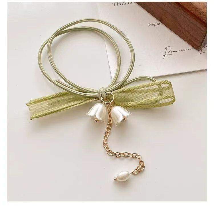 

Свежая повязка для волос «Ландыш» - Большая эластичная лента с бантом для причесок в стиле мори-гёрл