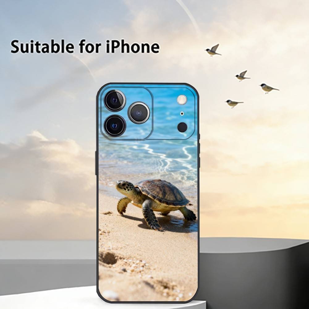 

Cute Little T-Turtle Phone Case For iPhone 17, 16,15,14,13,12,11 Plus,Pro Max, Others Soft Black Cover iPhone17air