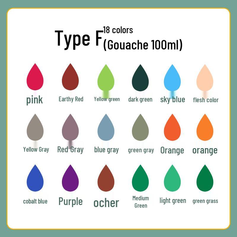 100ml Gouache Paint Set for Kindergarten - Children's Large Capacity Painting Pigments