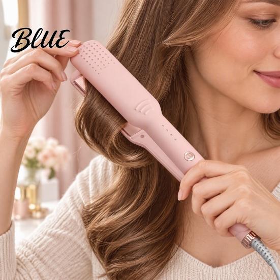 Multifunctional Hair Styling Machine 2 in 1 Straightener Curling Iron Negative Ionic Wide Plate Flat 4 Temp Settings Compact Tool for Dormitory 10s