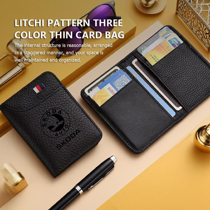 HAZJ3 Car Wallet Driver's Licence Insurance Card Holder Multi Pocket Wallet For Skoda S Kodiaq Octavia 2 3 Yeti Karoq Rapid Fabia VII