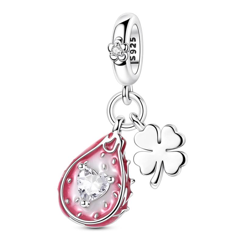 Charms Fit Pan Bracelets Copper Color Strawberry Cherry Blueberries Fruit Sweet Original Diy Jewelry Birthday Fine Gifts