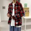Men's Plaid Shirt: Hong Kong Style, Loose Fit, Long-Sleeve, Youth Streetwear for Spring and Autumn