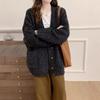 Lazy wind knitted cardigan women's clothing autumn and winter new loose casual thickened V-neck sweater jacket women