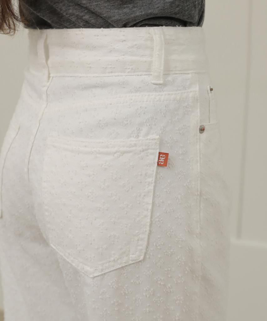 NON AND NON Lace Two Button Wide Cotton Pants_Nscp446 (White)