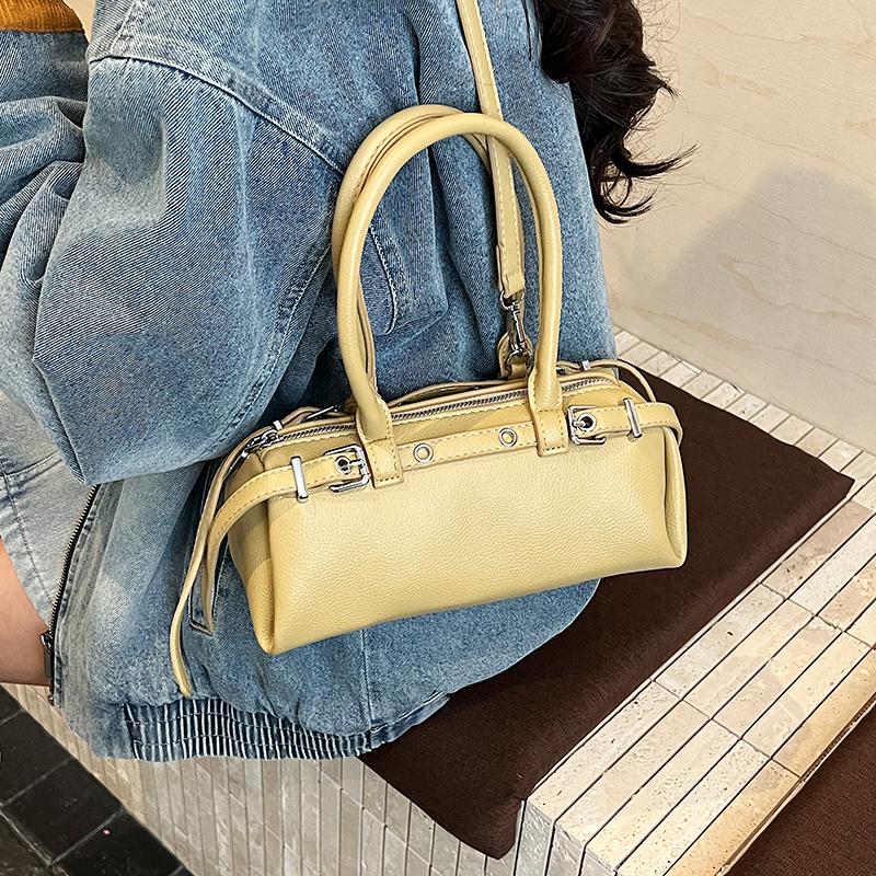 Elegant PU Handbag for Women Classic Barrel Shape Design with Dual Handles and Adjustable Shoulder Strap