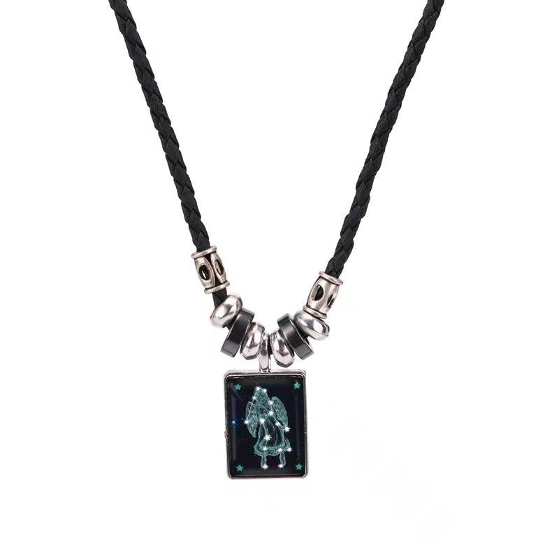Collana con Ciondolo Zodiaco Creativo 2023 - Moda Retro Europea e Americana con Design alla Moda con Pietra del Tempo