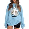 Women's Comfortable Round Neck Long Sleeve Sweatshirt Loose Fit Casual with Color and Halloween Print