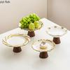 Ceramics High Footed Dessert Plate Cake Stand Display Stand Fruit Plate Pastry Plates Sushi Plates Dim Sum Dish Fruit Bowl Tray
