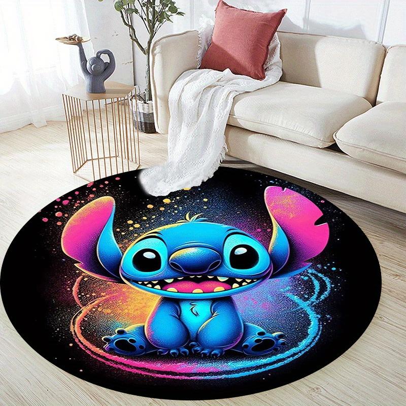 1pc Stitch Round Area Rug,Non Slip,Machine Washable Polyester Carpet for Living Room,Bedroom Decor