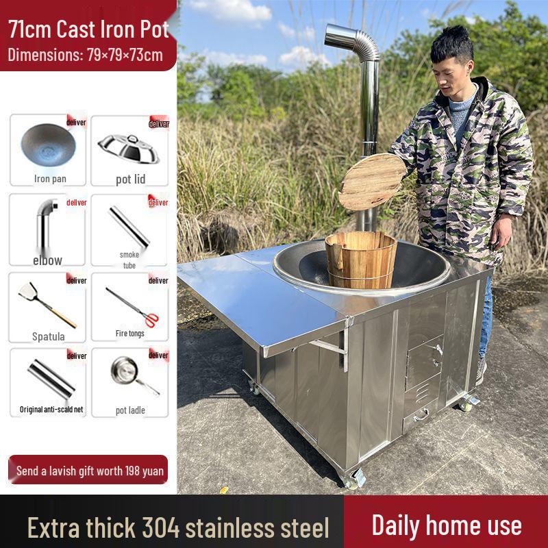 Smoke-Free Stainless Steel Wood-Burning Firewood Stove for Outdoors