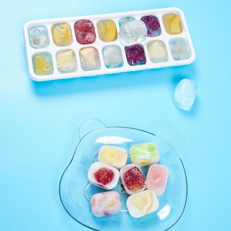 Ice Cube Tray Mold With Lid Silicone Square 14 Cube Easy Release Ice Cube Molds Summer Kitchen Bar Diy Iced Cocktail Freeze Tool