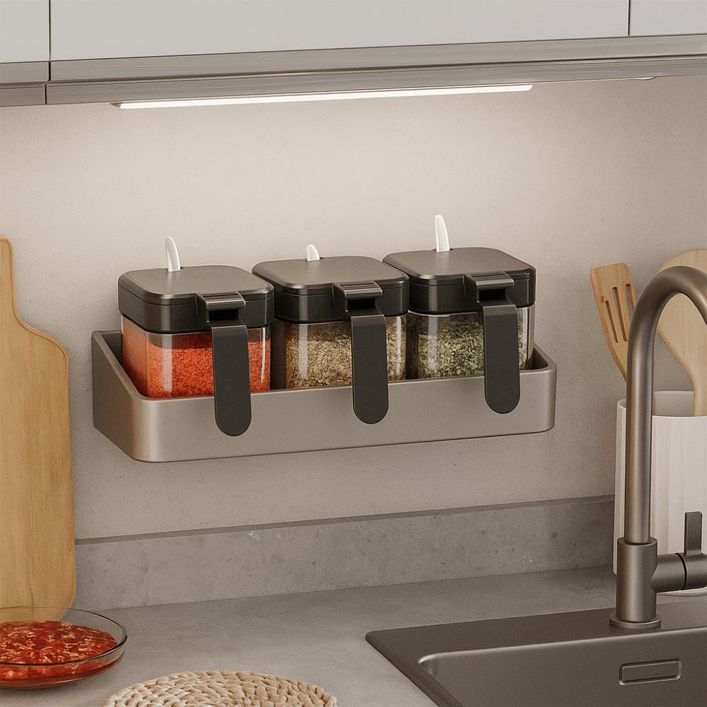 Free Punching Spice Jar No-Drill Installation No-Drill Organizer  Spice Organization