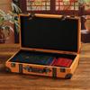 Vintage Europäischer Stil Leder und Holz Aufbewahrungsbox Tragbar Haushaltsgegenstände Organizer Für Heim Büro Dekoration