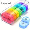 [Spanish Printing] 7 Day Pill/Tablet Box with 2 Compartments, Handy and Moisture Resistant Medicine Box