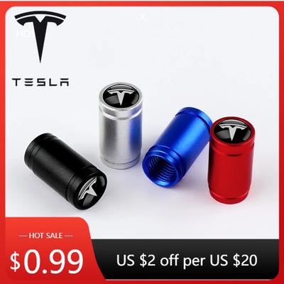 Car Sticker 2025 Hot 4Pcs Car Wheel Tire Valve Caps Tyre Stem Cover Bolt-In Accessories For Model Y Model 3 2017-2023/MODE