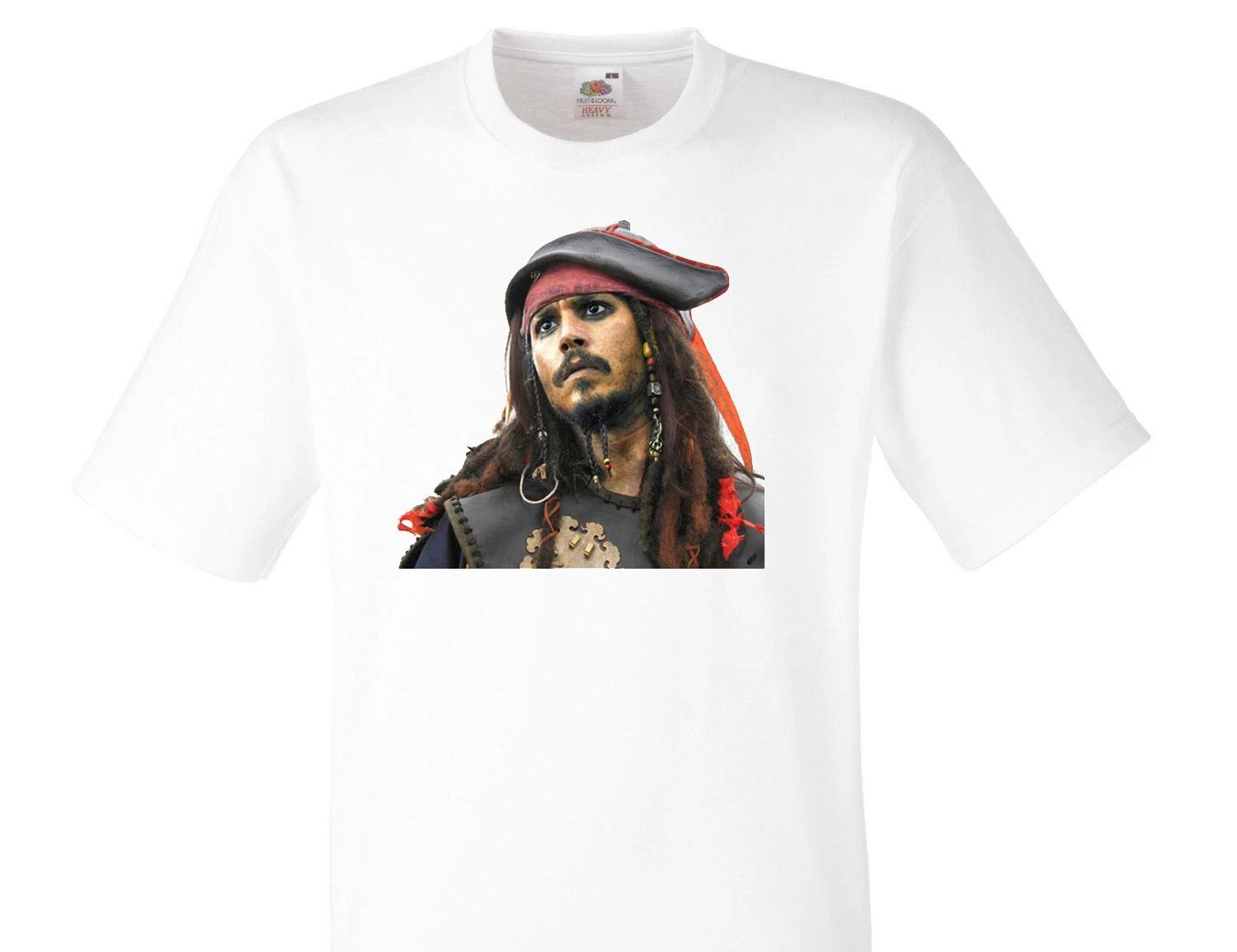 Johnny Depp - Pirates Fun 100% Cotton T-shirt Mens Tees Top - 005- M