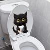 Cute Black Cat Toilet Paper Toilet Sticker Bathroom Toilet Cover Waterproof Sticker Wc For Home Decoration Transparent  Decals S633