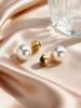 Luxury Natural Tiger Eye Imitation Pearl Earrings for Women, Waterproof Stainless Steel Stud Earrings, Fashion Fine Jewelry