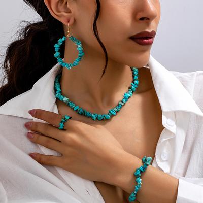 Ensemble de bijoux fantaisie pour femmes, collier, bracelet, boucles d'oreilles, bague
