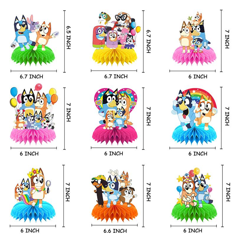 Bluey Bingo Themed Anime Figures Decorations Children's Birthday Holiday Party Desktop Honeycomb Ornaments