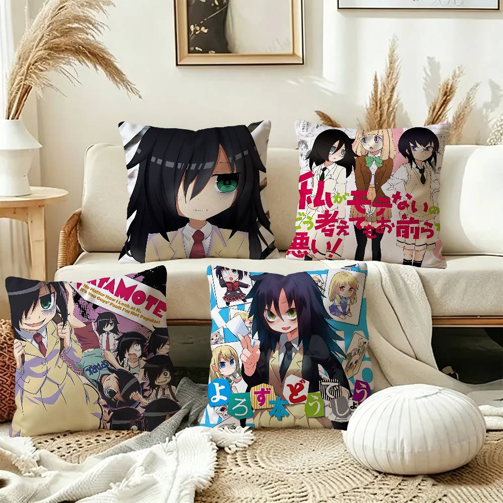 Anime W-Watamote Kuroki Tomoko Pillow Cushion Cover Pillowcase Living Room Sofa Home Decor Customized