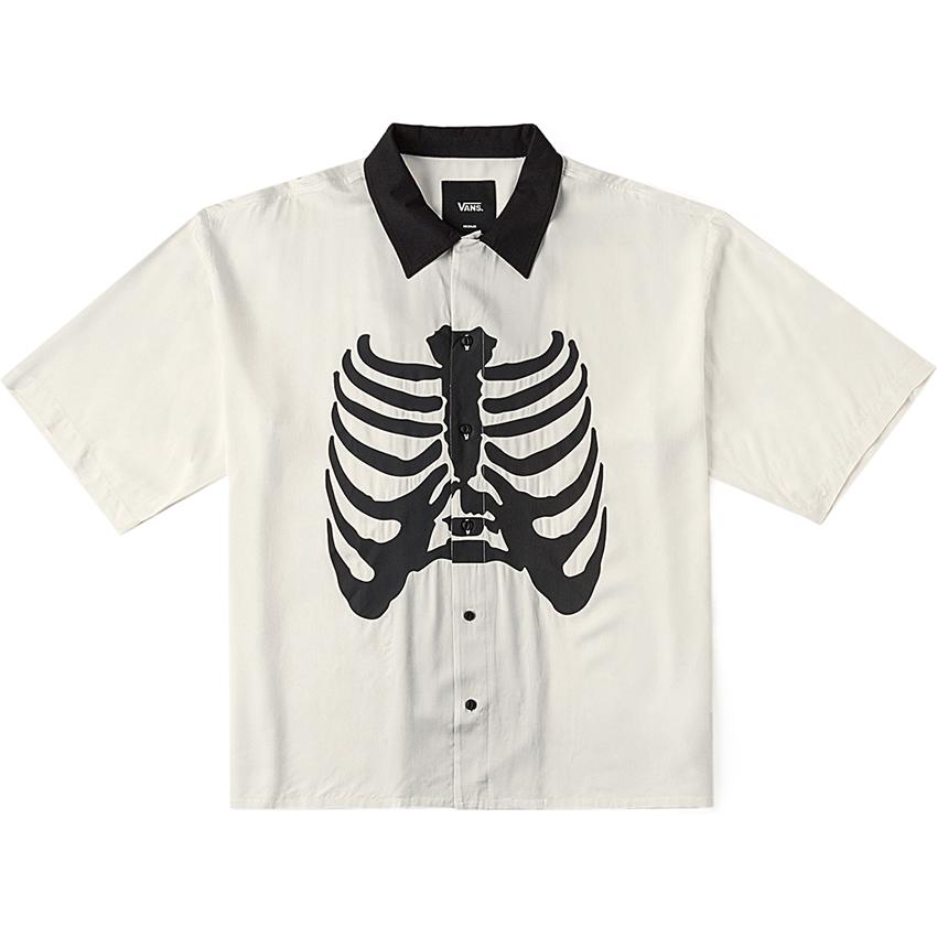

Рубашка Vans X Asian Artist Skeleton Print с короткими рукавами и застежкой на пуговицы, топы унисекс, кремово-белые VN000JHHFS8 L