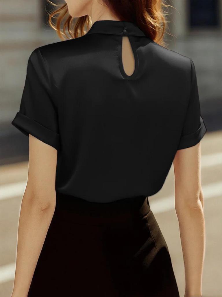 Satin Short-Sleeve Women's Top - Popular 2025 Style