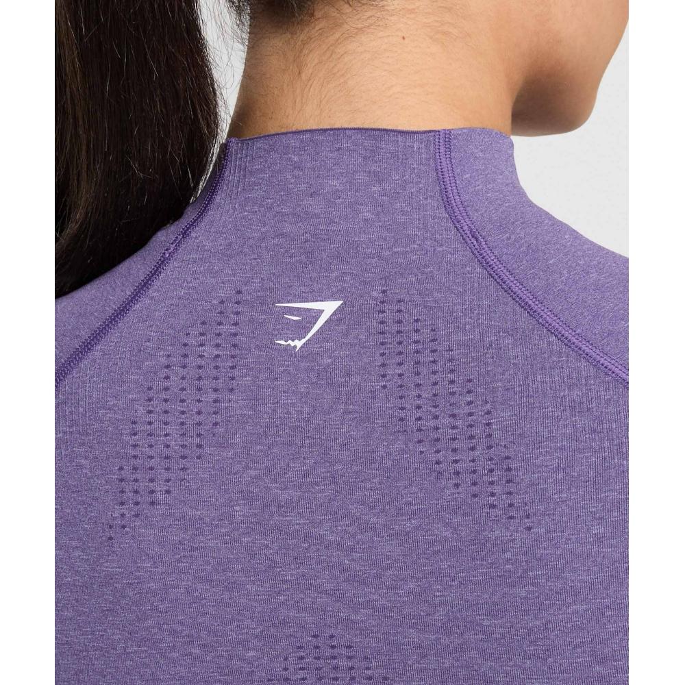 Gymshark Pulover Vital Seamless Midi Zip 2.0 Funcțional Violet Marl B5a9q Pb8h