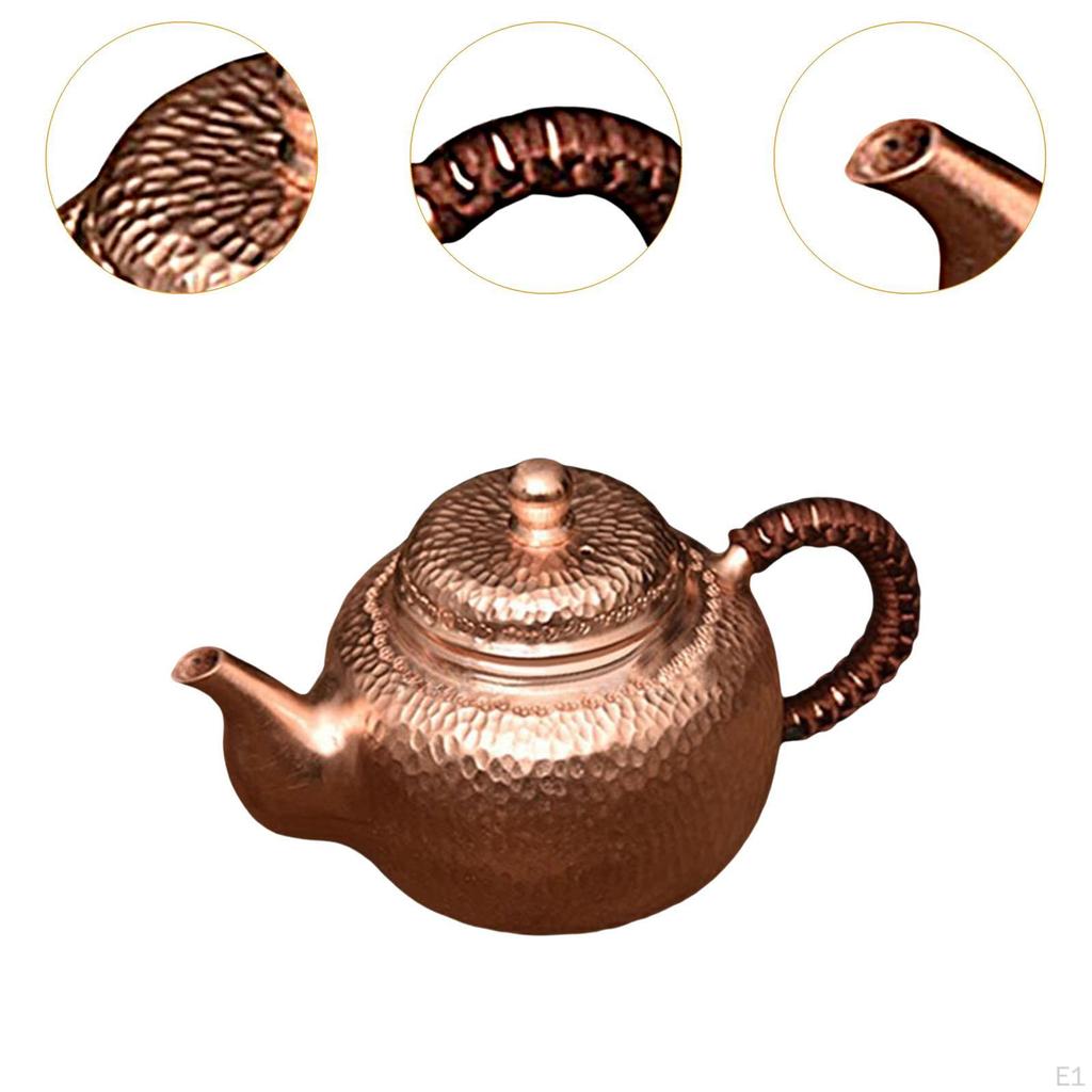 Copper Tea Kettle Boiler for Stovetop 350ml Thick Hammered Teapot Kitchen Party Household