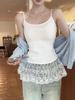Summer Korean Color-Block Lace Trim Ballet Style Sweet Camisole Top