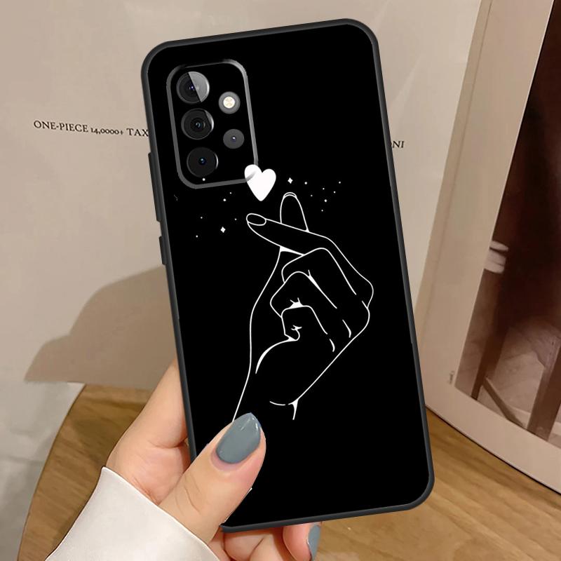 Kpop Finger Heart Case For Samsung Galaxy A15 A16 A17 A26 A36 A56 A55 A35 A52 A32 A12 A53 A33 A13 A14 A34 A54