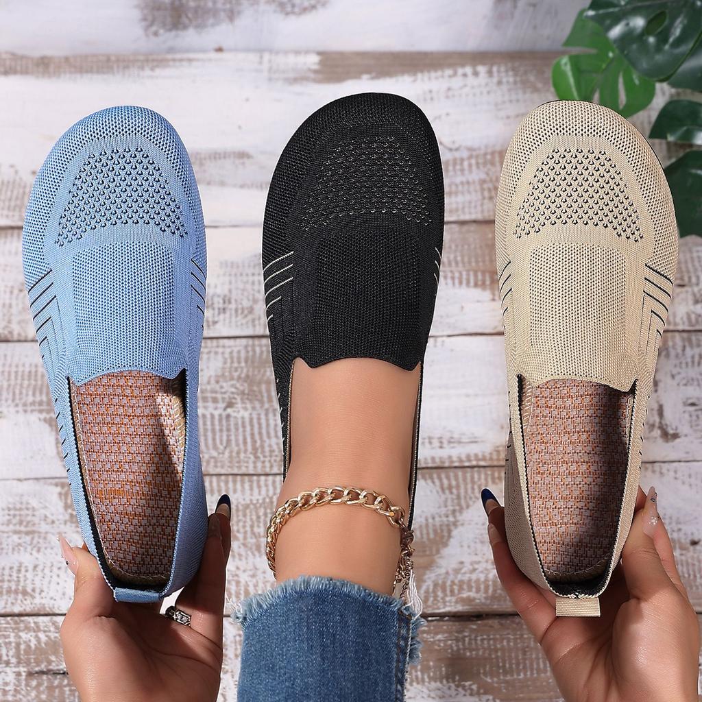 Ballet Flats Schoenen voor Dames Lichtgewicht Breedte Opvouwbaar Gebreide Flats Comfortabele Schoenen Dames Jurk Casual Ademend Werk Kantoor Lopen Loafers Schoenen
