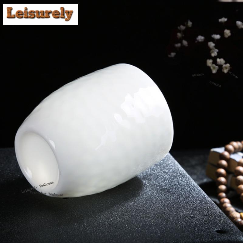 111ml Sheep Fat Jade Porcelain Honeycomb Teacup Antique Tea Bowl Tea Pair Tea-tasting Meditation Cup Jianzhan Master Cups Cafes
