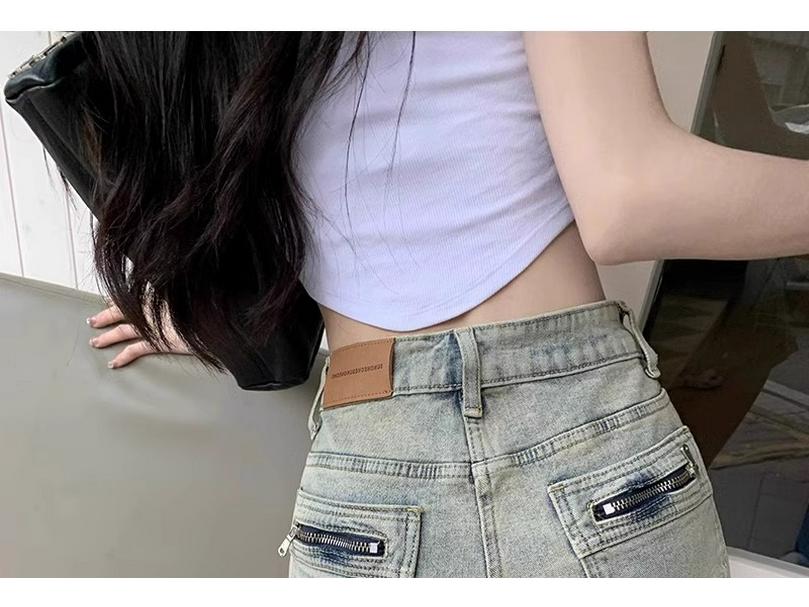 Spicy Girl 2024 High-Waisted Retro A-Line Denim Shorts for Women: Slimming, Super Short Summer Hot Pants