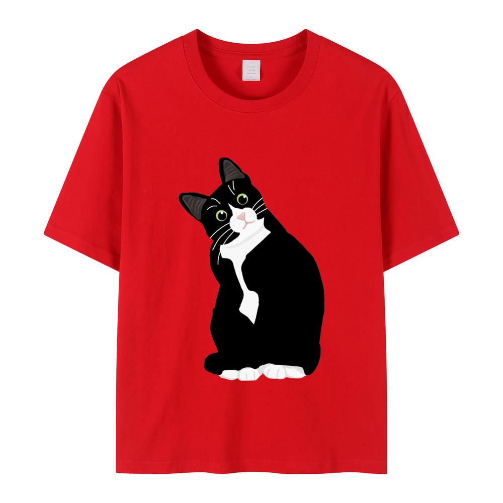 Cute Funny Tuxedo Cat Printing T Shirt Summer Tshirts Women Harajuku Fashion Style Tshirt Streetwear Women Clothing Graphic
