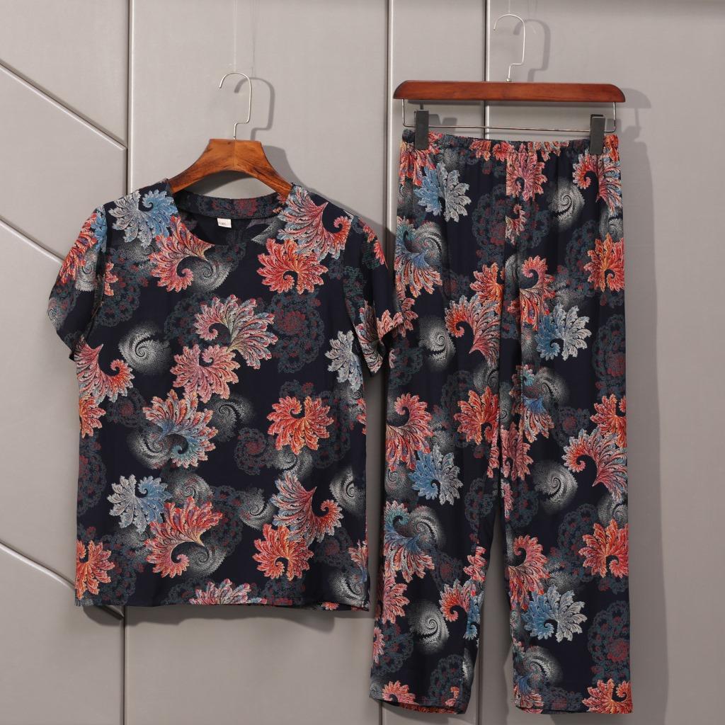 

TELLHONEY Женская мода О-образный вырез топы с бантом украшения и брюки на пуговицах Женский повседневный принт комплект из двух предметов L