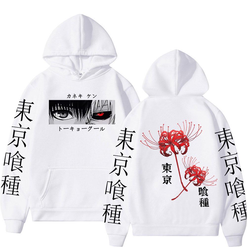 Anime Tokyo Ghoul Spider Lily Hoodies Manga Cool Ken Kaneki Eyes Men Women Sweatshirts Fashion Harajuku Long Sleeve Pullovers