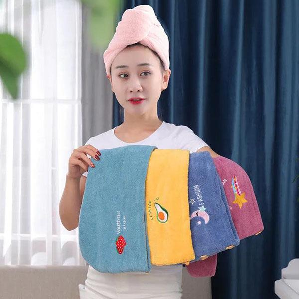 WTEMPO 1PC Women's Winter Dry Hair Cap Absorbent Shower Cap Hair Washing Quick Drying Embroidered Towel Female Thickened Hair Towels