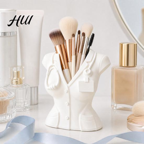 Doctor Uniform Pen Cup Nurse Holder, 3D Printed Medical Theme Desk Organizer for Staff Gift Pens Makeup Brushes Small Stationery, Decorative