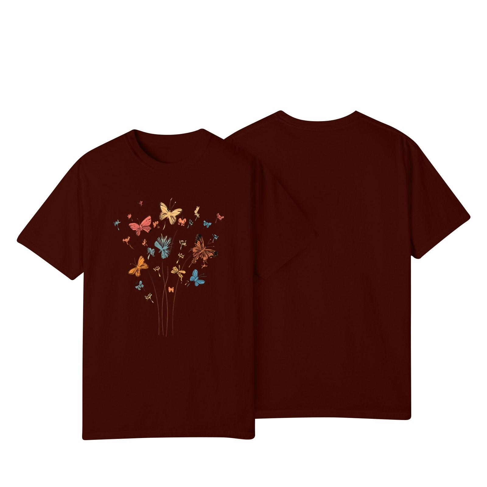 

Women s Casual Sunflower Print Street Slim Fit Short Sleeve T-Shirt Top XXL винний