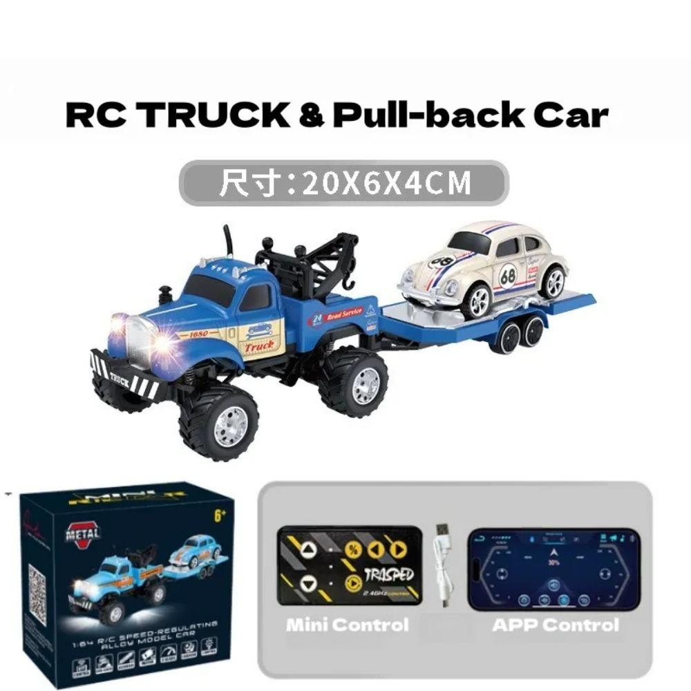APP1: 64 Mini Alloy Remote Control Truck with Return Power Car Model Male Toy Gift Indoor and Outdoor Toy Car Off road Vehicle T