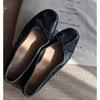 Sheepskin version with skirt, ballet shoes, round head bow, genuine leather shoes, retro shallow mouth flat-soled single shoes for women