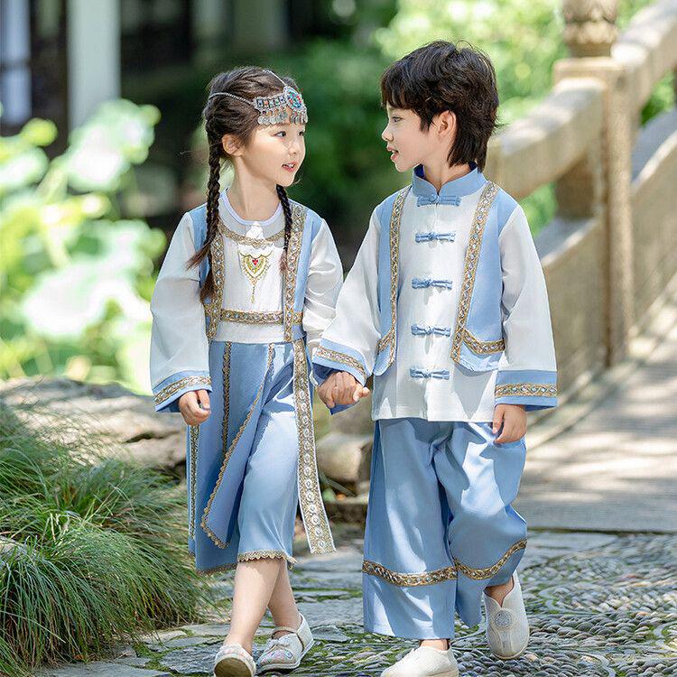 Autumn Miao Ethnic Costume for Boys & Girls Tang Suit Hanfu Dress