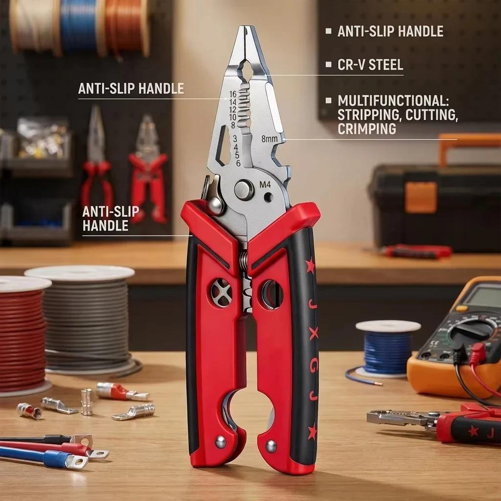 18 In 1 Electrician Crimper Pliers Multipurpose Wire Stripper Professional Double-Blade Hand-held Disassembly Tools for Wiring