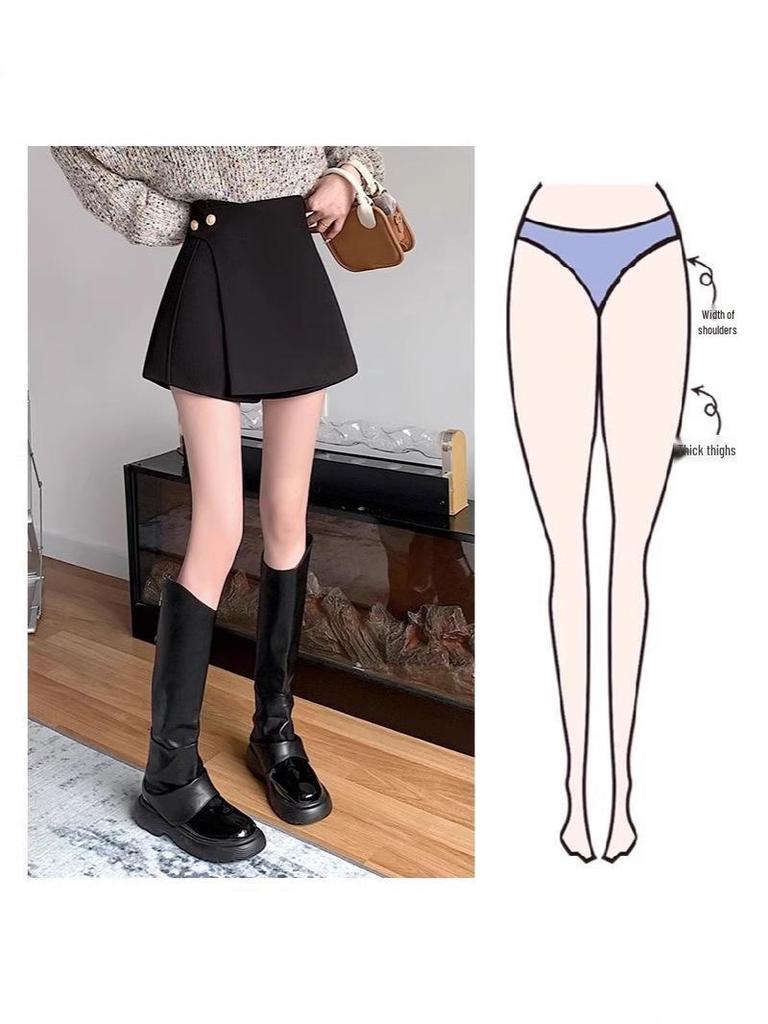 Women's High Waist Black Irregular A-Line Skirt - 2024 Autumn/Winter Trend