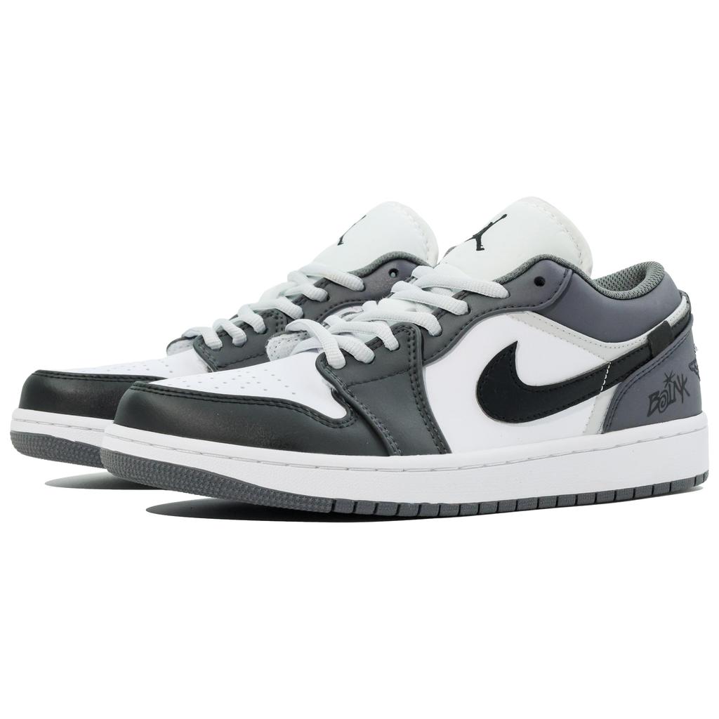 Jordan Air Jordan 1 Synthetic Leather Slip Resistant Abrasion Resistant Low top Skateboard Shoes Unisex Black White 553558-152(Team731)
